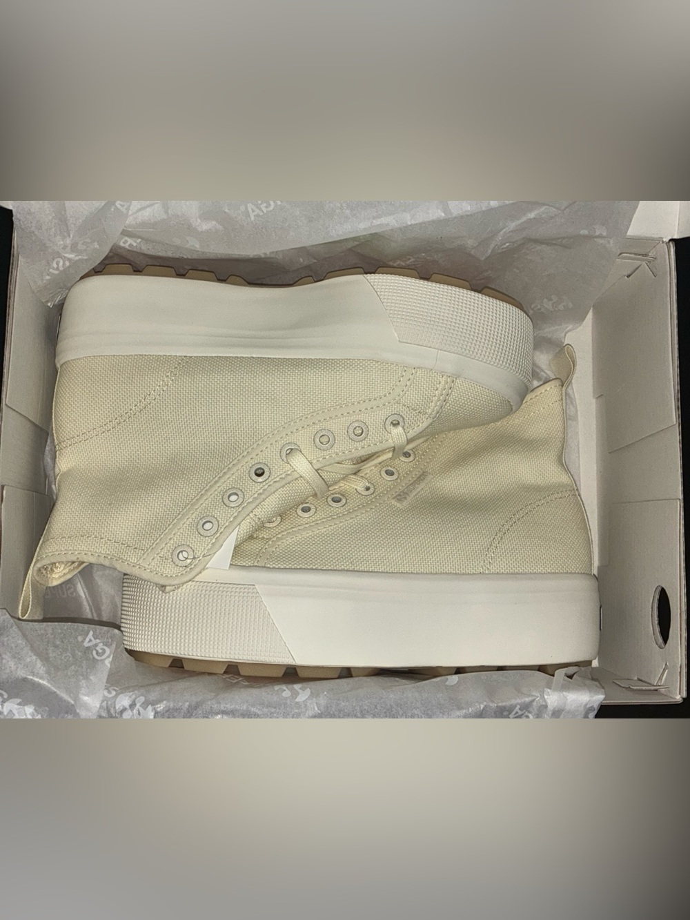 NEW SuperGA 2708 Hi Top Tank Sneaker in Beige Natural For Women's Size 6.5